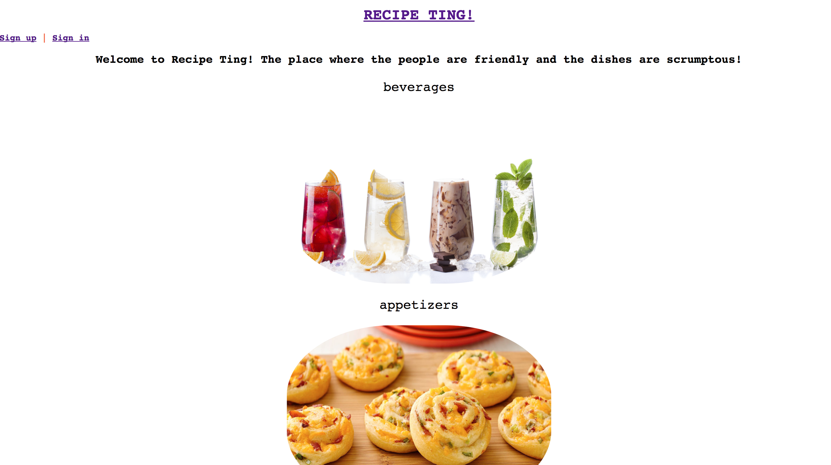 screenshot of recipe ting